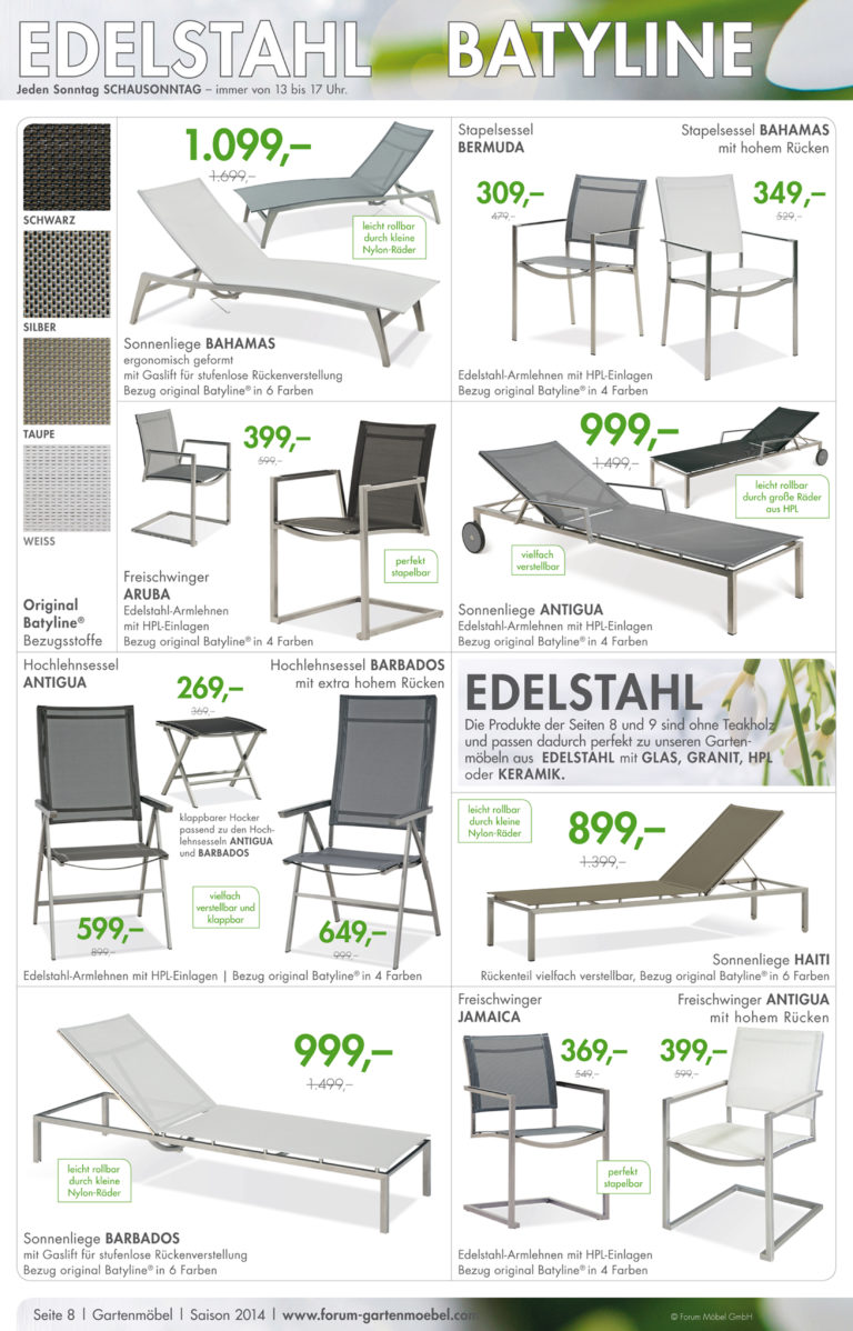 Forum Gartenmöbelprospekt 2014 Innenseite