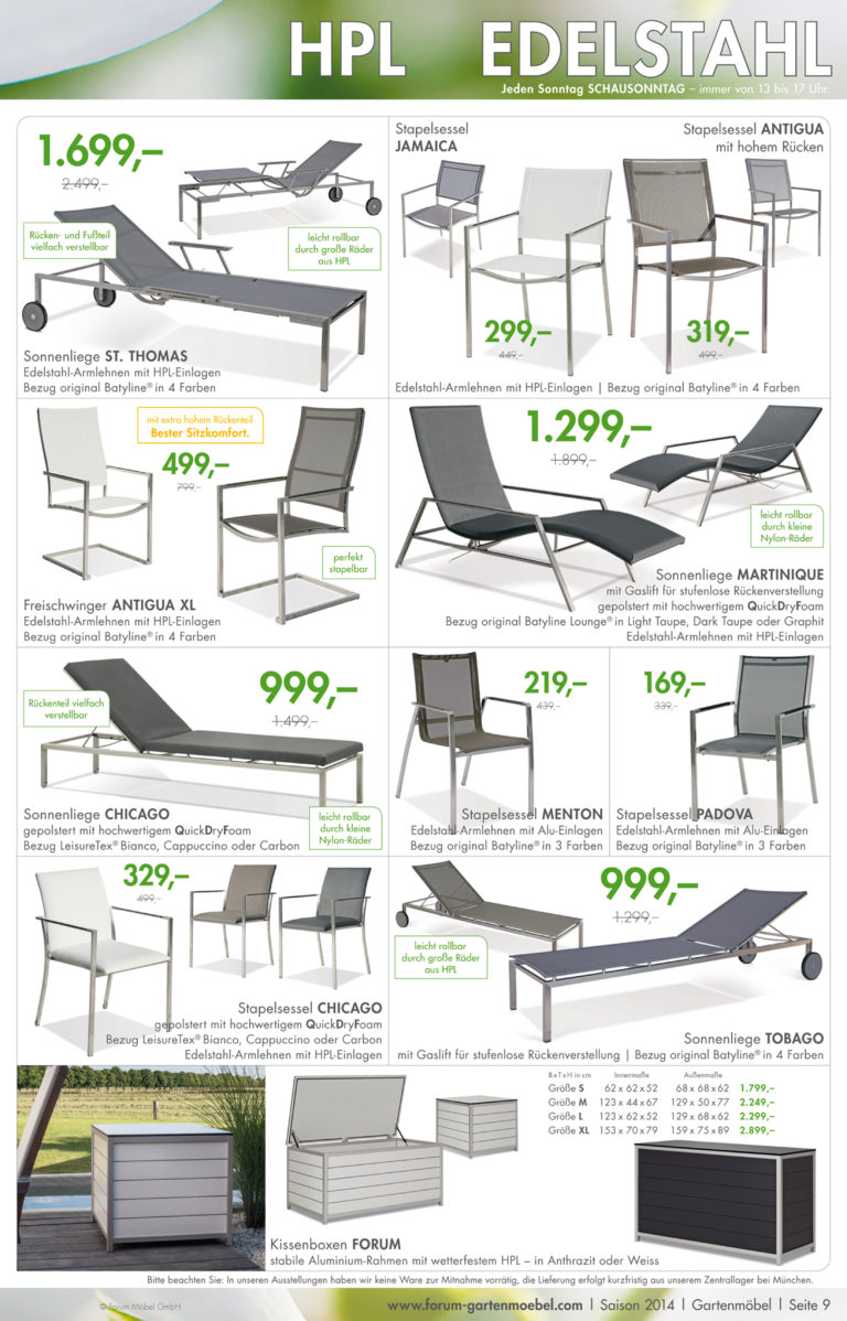 Forum Gartenmöbelprospekt 2014 Innenseite